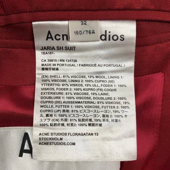 ACNE STUDIOS Size 0 Burgundy Viscose Blend Jacket Blazer - Picture 5 of 7